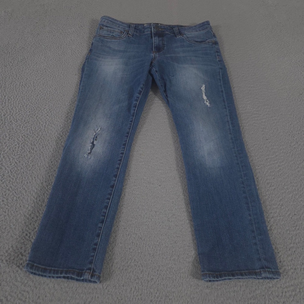 Kut from the Kloth Jeans Womens 6 Petite Straight Leg Distressed Denim Stretch